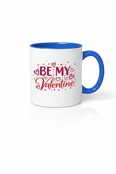 Valentijn Mok Be My Valentine - Romantische Koffiebeker Wit Blauw - Cadeau voor Geliefde