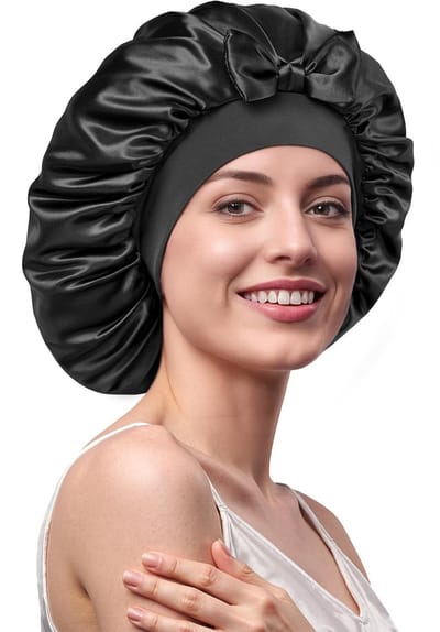 Dailygoods- Slaapmuts 100% Zijden - Dubbellagig - Ademend - Verstelbare Band - Geschikt voor Lang/Krullend Haar - Luxe Comfort - Haarband