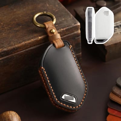 Echt Leer Auto Sleutelhoesje Cover voor Kia EV9 Picanto Carnival Seltos Sorento Morning K5 KA4 EV3 2024 2025 Accessoires gray
