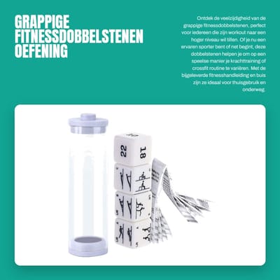 Dailygoods- Fitnessdobbelstenen set van 4 - Draagbaar Trainingsgereedschap - Met Fitnesshandleiding - Acryl - Voor Alle Leeftijdsgroepen - 1x1 Inch - Oefendobbelstenen