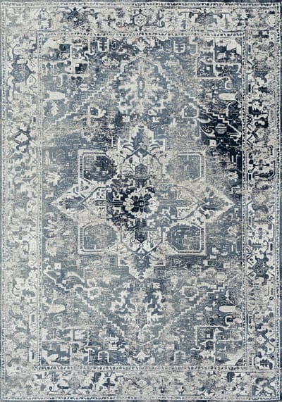 Wasbaar Binnen & Buiten Vloerkleed - 140 x 200 cm - Louis De Poortere Tabriz Atlantide - Laagpolig Tapijt - Gerecycled PET - Made in Belgium - Circulair