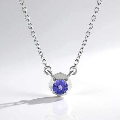 Cavill - Zilveren Halsketting 925 Sterling met 0,479 ct Ronde Tanzaniet Paars - Elegante Damesketting 45,7 cm - Luxe Edelsteen Sieraad
