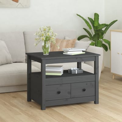 vidaXL - Salontafel - 71x49x55 - cm - massief - grenenhout - grijs