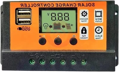 Zonne Laadregelaar - Batterijregelaar MPPT - Zonnepanelen Laden - Automatische 12V/24V Herkenning - 100A Maximale Stroom - Oranje