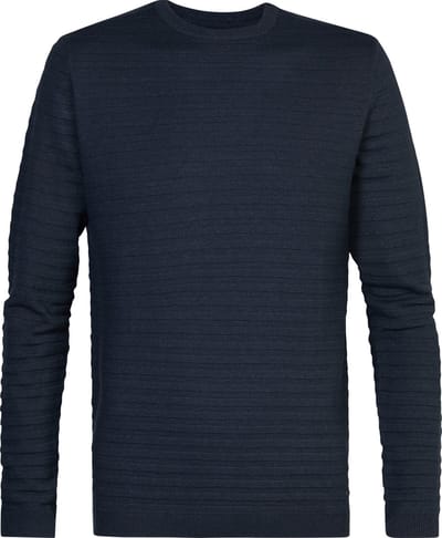 Petrol Industries - Heren Fijngebreide Trui Adak - Blauw - Maat S