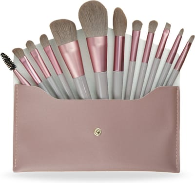 Ainy 13-delig Luxe Make Up Kwasten set in rose goud etui - synthetische techniques penselen inclusief make up organizer tasje - cosmetic : foundation , concealer , oogschaduw | Real professional | cadeau voor vrouwen