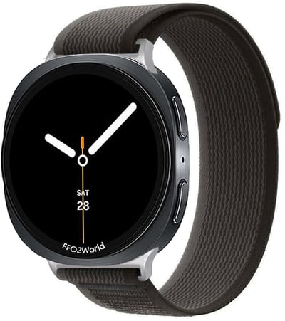 Stravo Trail Loop Nylon Sport bandje - Geschikt voor Samsung Galaxy Watch 9 (40/44mm) / Watch 8 (40/44mm) / 8 Classic (46mm) - Zwart/grijs - Zachte nylon horlogeband met klittenbandje voor Samsung smartwatch