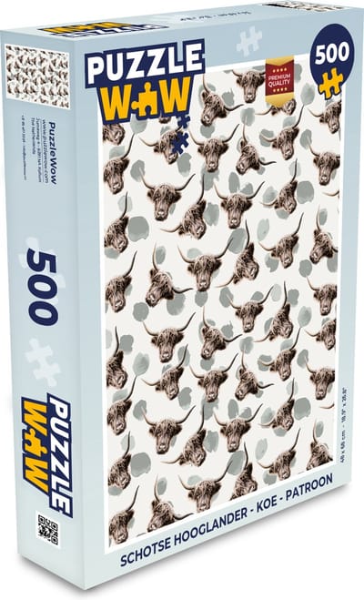 Puzzel Schotse hooglander - Koe - Patroon - Legpuzzel - Puzzel 500 stukjes
