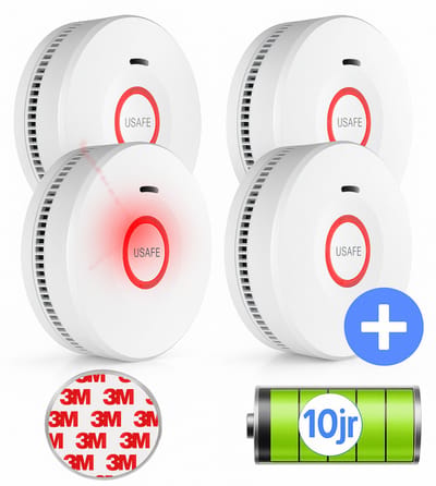 USAFE® 4 Rookmelders inclusief Magneetmontage – Rookmelder 10 Jaar Batterij - Brandmelder Alarm & LED