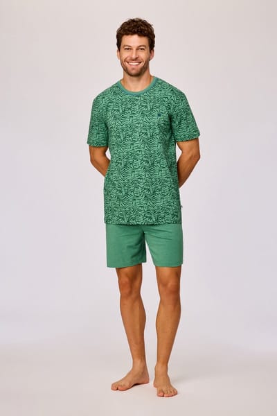 Woody pyjama heren - palm - groen - 261-10-QPB-Z/913 - maat M