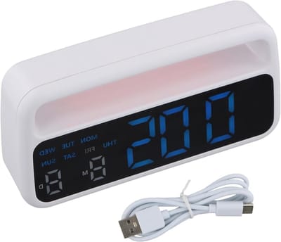 Digitale Wekker - Nachtkastklok LED - Wakker Worden - Dubbel Alarm Slaapmodus - 166x85x45 mm - Wit