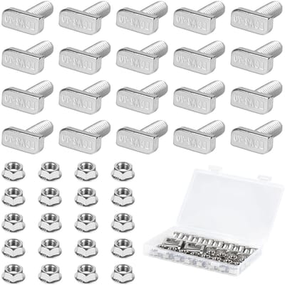 20 x M8 x 20 mm Hammer Head Schroeven van RVS, T-Groef Bevestigingsmateriaal met Plastic Doos, Ideaal voor Rail en Kassen