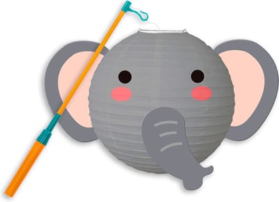LUQ - Olifant - Lampion - Sint Maarten - Lampionstokje - Met Lichtje - Dieren - TrekLampion - Papier - Kind - 1 Stuk