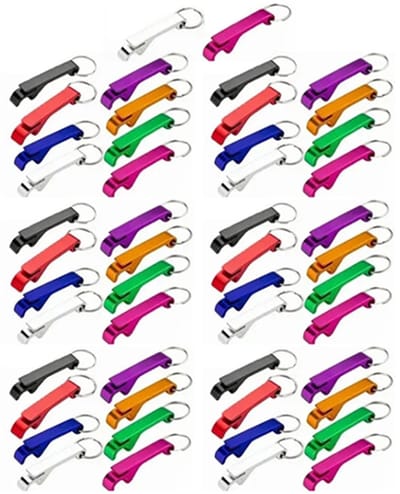 Dailygoods- Flesopener Compact - 50 Stuks Sleutelhanger - Aluminium Mini - Kleurvast - Duurzaam - Eenvoudig in gebruik