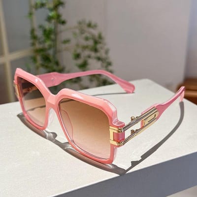 Luxe Designer Stijl Stijl Oversized Rechthoekige Zonnebril Brillen Dames Voor Mannen Klassiek Trendy Zon Zonnebrillen Trending Punk Roze Holle Tint