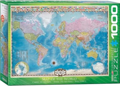 Eurographics - Kaart van de Wereld [Map of the World] - 1000 stukjes 68×48cm (b×h) - Legpuzzel
