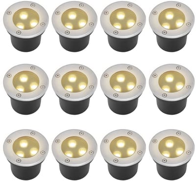 12 Stuks Grondspots voor buiten 3W - IP65 Waterdicht - 300 Lumen - warm wit - Tuinspots en inbouwspots buiten voor in de grond - Rond