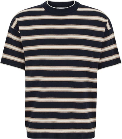 WE Fashion Heren regular fit boucle T‑shirt met streep