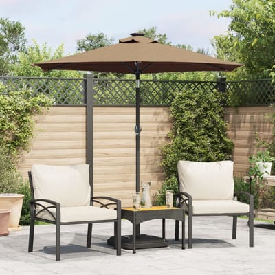 vidaXL - Parasol - met - stalen - paal - 225x225x212 - cm - taupe