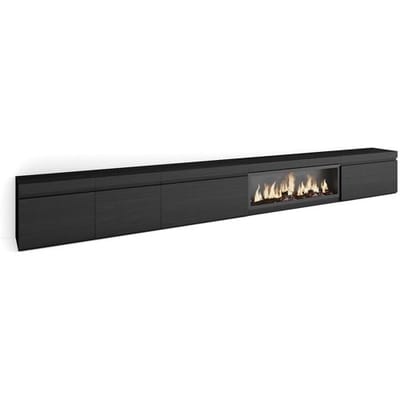 Skraut Home TV-Meubel, Lowboard, 368x35x45cm, Elektrische haard XXL, Zwart