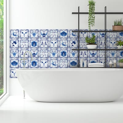 Zelfklevende tegelmuurstickers voor keuken en badkamer - 30 Delftse cementtegelstickers - 30 stickers 20x20cm