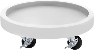 Planten Caddy Rond - Plant trolley bloempot - Planten Verplaatsen - Met Remwielen - 40 cm - Wit
