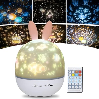 GELLDG Sterrenhemelprojectorlamp - Nachtlampje - 360° draaibaar - Timer met afstandsbediening - Oplaadbaar - Nachtlampje met muziekeffect - Decoratie voor feestjes en verjaardagen