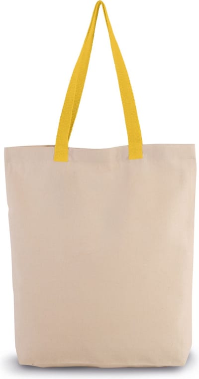 Kimood Shopper met plooi en contrasterend hengsel KI0278 - Natural / Yellow - One size