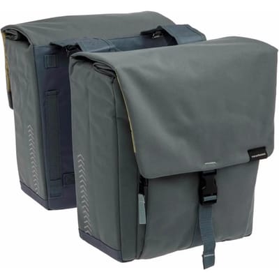 New Looxs ® Tulum Double Detachable - Dubbele Fietstas - 100% Gerecycled Polyester - Geschikt voor Elektrische Fietsen - Past op elke Bagagedrager - Afneembare Fietstas - 32 Liter - Grey Green