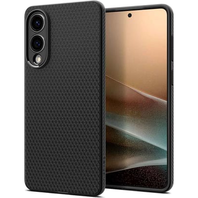 Spigen Liquid Air Hoesje Geschikt voor Samsung Galaxy S25 Edge - Back Cover Flexibel TPU Matte Zwart