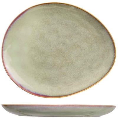 Cosy & Trendy Ontbijtborden Trentino Groen & Roze - Set van 4 20.5 x 17 cm - Aardewerk - Vaatwasser-, magnetron- & ovenbestendig