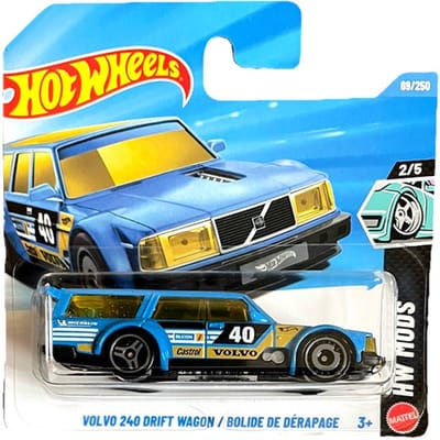 HOT WHEELS VOLVO 240 DRIFT WAGON 40 BLUE 69/250 HW MODS 2/5 SHORT CARD 2026