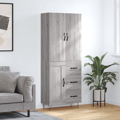 vidaXL - Hoge - kast - 69,5x34x180 - cm - bewerkt - hout - grijs - sonoma - eikenkleurig