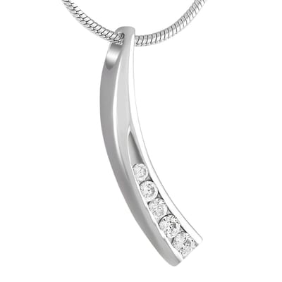 Aramat Jewels | Gedenkhangers | Elegante Gebogen Crematiehanger met Zirkonia – Staal Zilverkleurig | | | |8mm | Staal | Volwassenen | Verkleurd niet