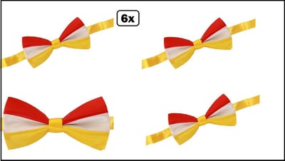 6x Vlinder strik rood/wit/geel - Hamston Festival thema feest party gala feest hollywood