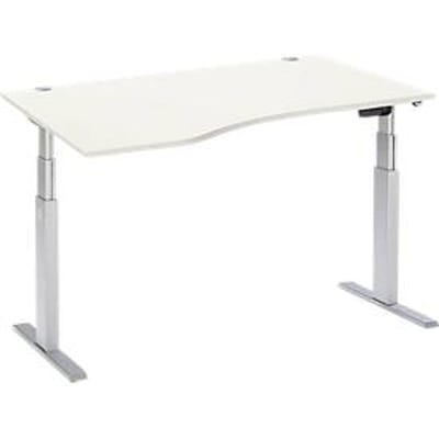 Schäfer Shop  Select Bureautafel met aanbouw ERGO-T, T-poot, aanbouw links, tweetraps elektr. in hoogte verstelbaar, B 1800 mm, wit
