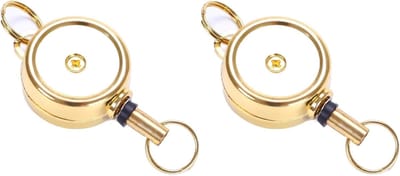 2 stuks - Kabeltrekker - Badgehouder - Karabijnhaak van zinklegering - Intrekbaar - ID-haspel - Sleutelhanger - Identificatiebadge - Goud