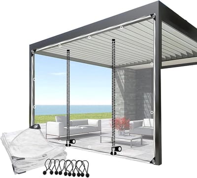 Transparant Zeil Gordijn - Waterdicht Paneel - Buitenruimte Beschermen - Met Ritssluiting Deur - 3 x 10 x 10 ft