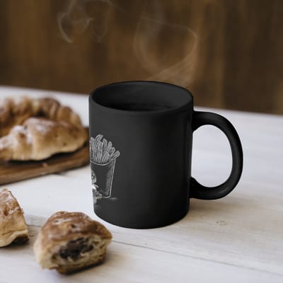 Magische Mok - Foto op Warmte Mokken - Koffiemok - Hamburger - Friet - Frisdrank - Krijttekening - Magic Mok - Beker - 350 ML - Theemok