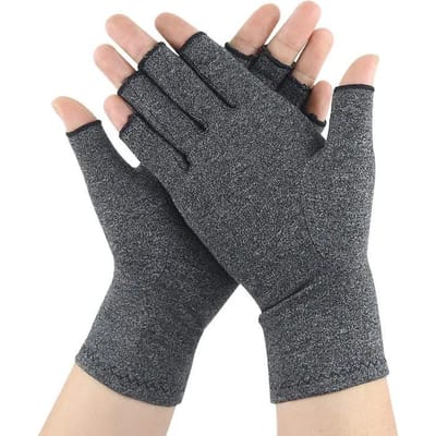 1 Paar Compressiehandschoenen Premium Spreidvinger Compressiehandschoenen L grijs