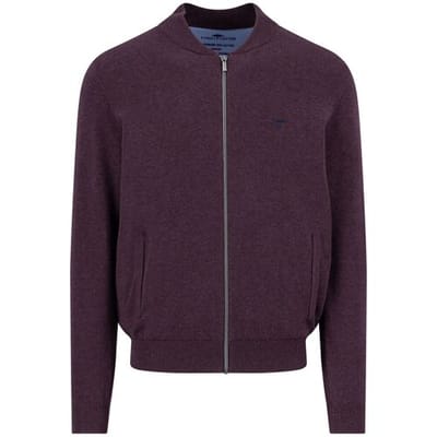 Fynch-Hatton Vest Cardigan College Superfine 3-Ply Cotton Aubergine / male