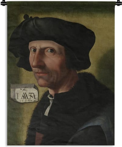 Wandkleed Jacob Cornelisz van Oostsanen - Portret van Jacob Cornelisz van Oostsanen - Schilderij van Jacob Cornelisz van Oostsanen Wandkleed katoen 60x80 cm - Wandtapijt met foto