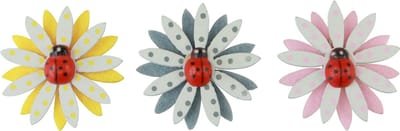 Strooidecoratie lieveheersbeestje bloem hout vilt kleur Ø4cm 48 st, 48