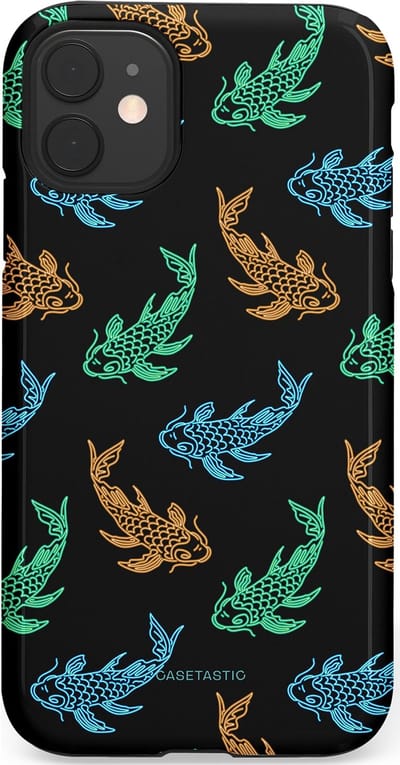 Casetastic hoesje geschikt voor Apple iPhone 11 - Dubbellaagse bescherming - Neon Koi - Fashion Case - Zwart Petrol Donkergroen Bruin