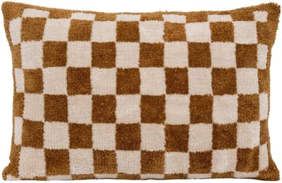 Sierkussen - Decoratief Kussen - Binnen Gebruik - Schaakbord Patroon - 38x58cm - Okergeel