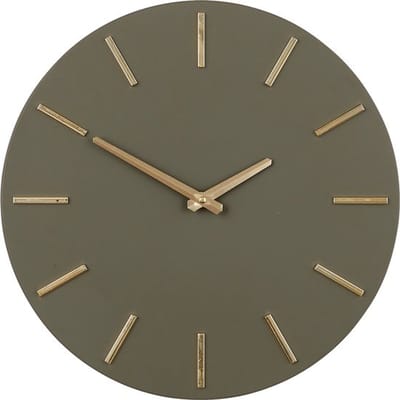 Mica Decorations Wandklok - donker groen - D36 cm - aluminium - muur klok - rond