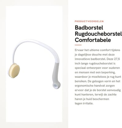 Dailygoods- Badborstel Gebogen Handvat - Doucheborstel - Rugborstel - Scrubber - Huidborstel - Comfortabel en Zacht