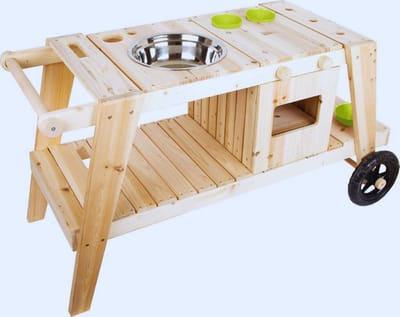 Thuys – Modulaire Buitenspeelkeuken – Van Weerbestendig Hout – Met Accessoires En Wielen