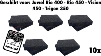 Aqua-Loui® - Koolspons XL - 10 Stuks – Geschikt voor Juwel Bioflow 8.0 - Actieve Kool Filterspons - Rio 400/450, Vision 450 & Trigon 350
