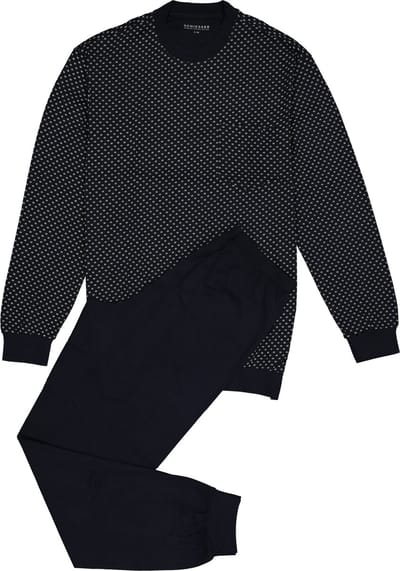 Heren pyjama Katoen - Dark Sapphire - 100% katoenen mannen nachtkleding - 62 - Blauw